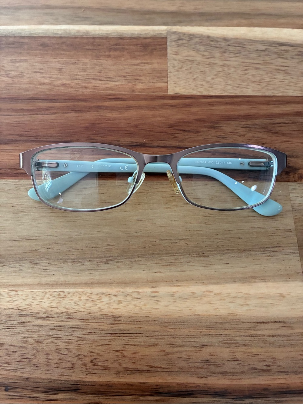 Guess Eyeglasses Glasses Frames GU2614 050 52-17-135 Brown Metal Light Blue